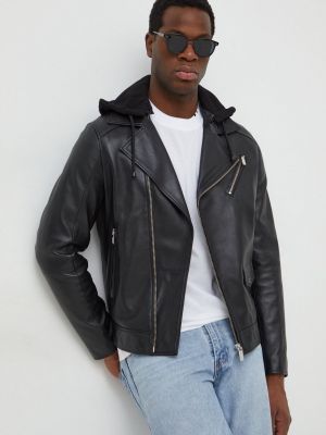 Шкіряна куртка Karl Lagerfeld чорна