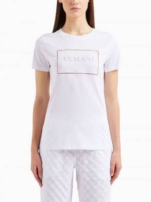 Kokvilnas t-krekls Armani Exchange balts