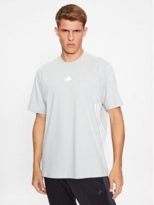 T-shirt à rayures large Adidas gris