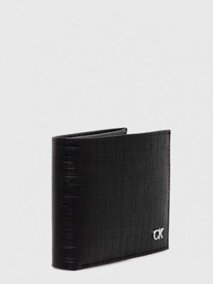 Portfel skórzany w kratkę Calvin Klein czarny