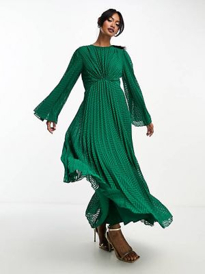 Шифоновое платье миди с принтом Asos зеленое