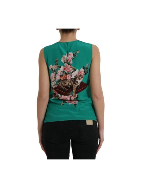 Top de seda de flores Dolce & Gabbana verde