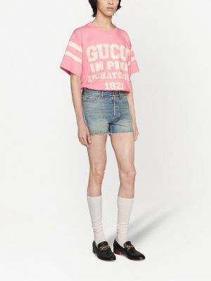 Camiseta con estampado Gucci rosa