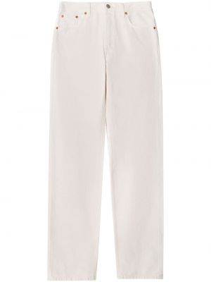 Klasické bavlněné džíny s klučičím střihem s knoflíky Re/done - bílá