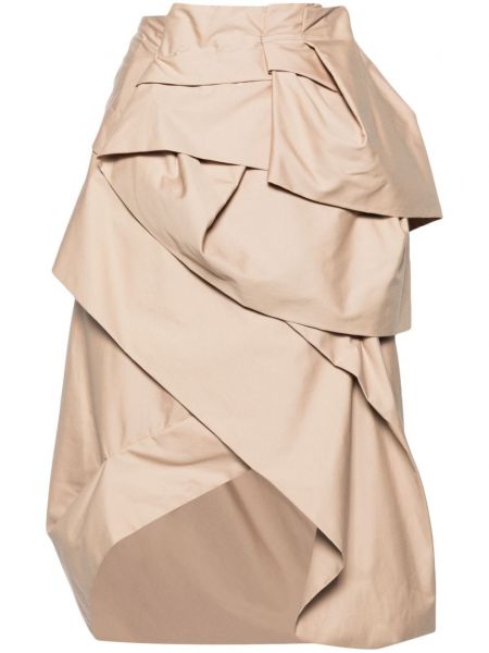 Drapované bavlněné sukně Dries Van Noten béžové