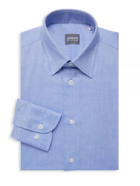 Однотонная рубашка слим Armani Collezioni Синяя
