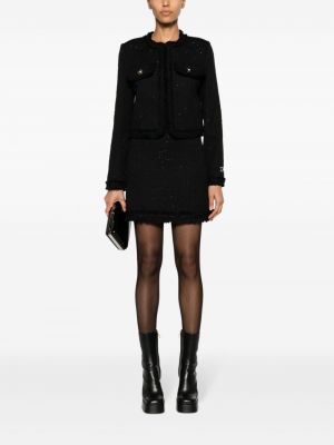 Mini spódniczka z cekinami tweedowa Versace czarna