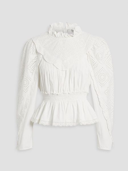 Хлопковая блузка Vienne с оборками из английской вышивки Sea белый