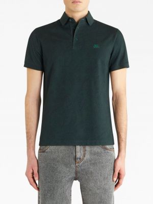 Kokvilnas polo krekls ar apdruku ar lāsīšu rakstu Etro zaļš