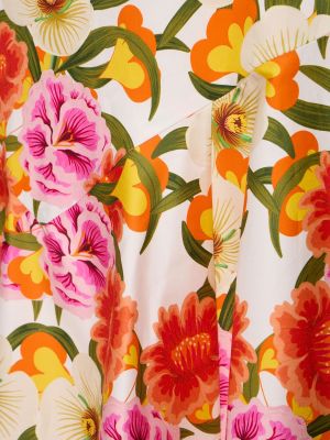 Květinové bavlněné dlouhé šaty s potiskem Borgo De Nor bílé