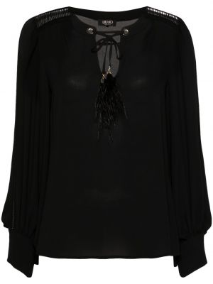 Блуза от креп Liu Jo черно