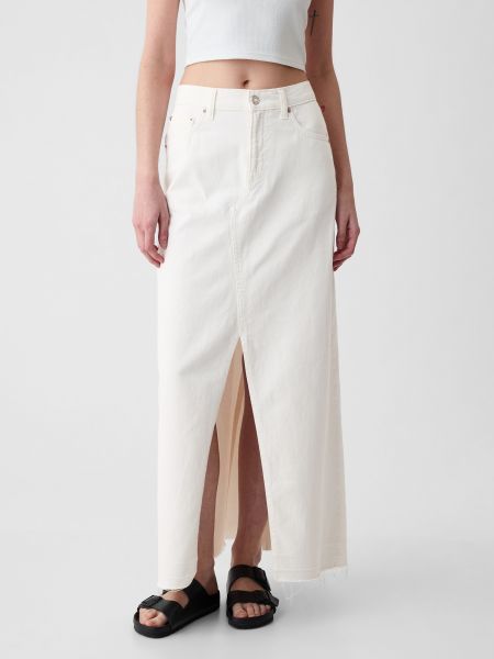 Priliehavá džínsová sukňa Gap biela