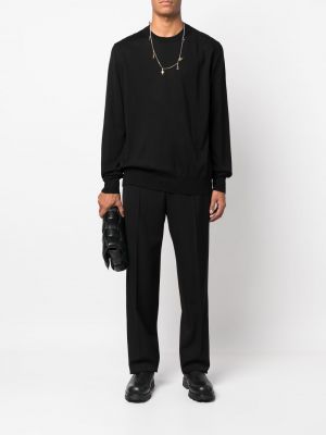 Woll pullover mit rundem ausschnitt Jil Sander schwarz