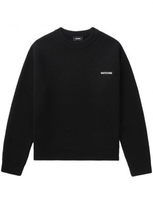 Vlnený sveter s výšivkou We11done čierna