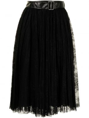 Falda de flores con estampado plisada Ermanno Firenze negro