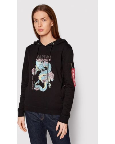 Gyapjú pulóver Alpha Industries - fekete
