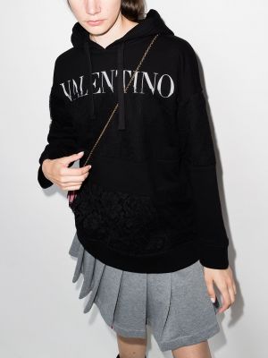 Sudadera con capucha de encaje Valentino negro