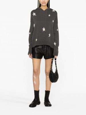 Žakardinis kašmyro džemperis su gobtuvu su žvaigždės raštu Zadig&voltaire pilka