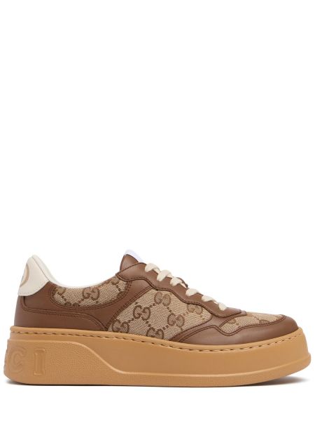 Tyk læder canvas sneakers Gucci beige