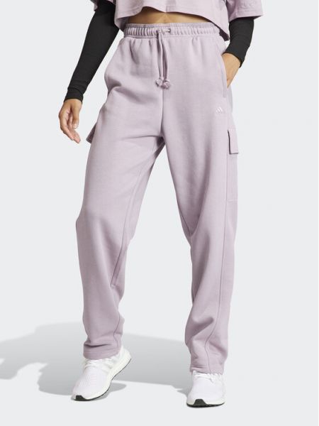 Fialové fleecové cargo kalhoty relaxed fit Adidas