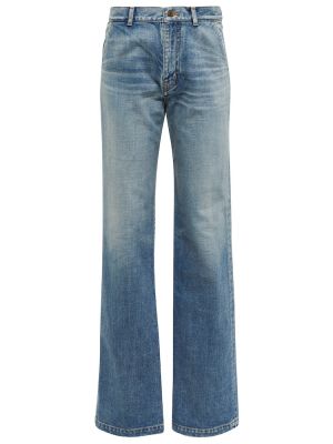 Straight fit džíny s vysokým pasem Saint Laurent modré