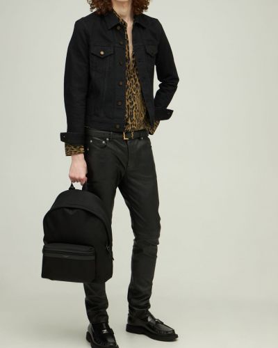 Najlonski kožni ruksak Saint Laurent crna