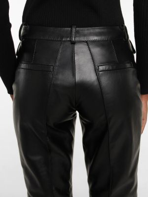 Usnjene ravne hlače The Mannei črna