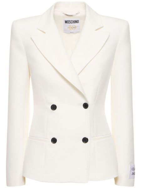 Pamuk kruvaze blazer Moschino beyaz