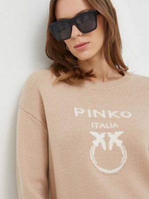 Вовняний светр Pinko бежевий