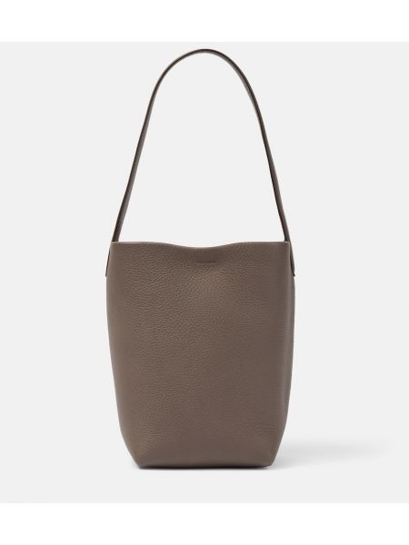 Lær mini bag The Row brun