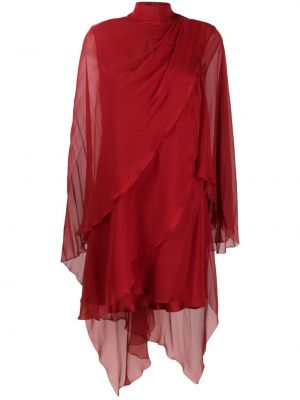 Priehľadné koktejlkové šaty Alberta Ferretti červená