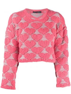 Пуловер бродиран със сърца Marco Rambaldi розово