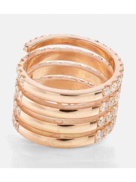 Rožinio aukso žiedas su širdelėmis Shay Jewelry