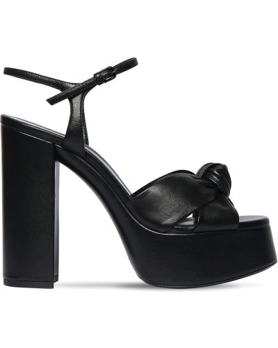 Kožené sandále na platforme Saint Laurent čierna