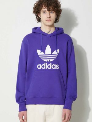 Pamučna hoodie s kapuljačom Adidas Originals ljubičasta