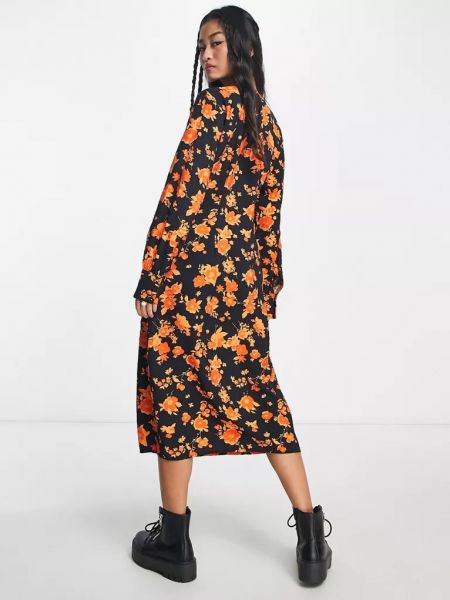 Платье миди с длинным рукавом Vero Moda оранжевое