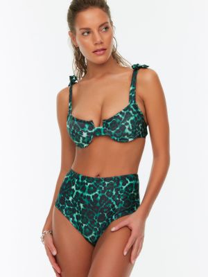 Bikini cu talie înaltă cu model leopard Trendyol