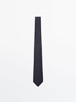 Хлопковый шелковый галстук Massimo Dutti синий