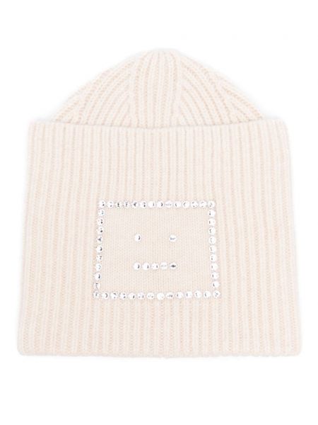 Vilnonis beanie su kristalais Acne Studios smėlinė