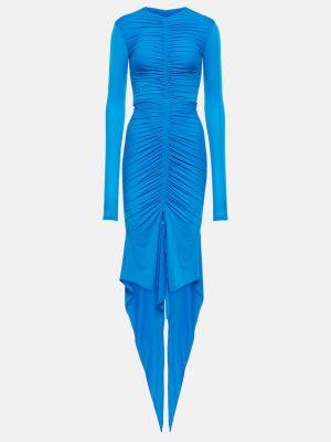 Атласное платье миди Alex Perry синее