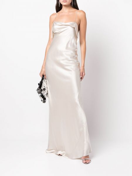 Hedvábné večerní šaty Michelle Mason bílé