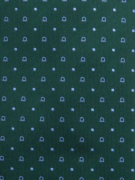Jedwabny krawat żakardowy Ferragamo zielony