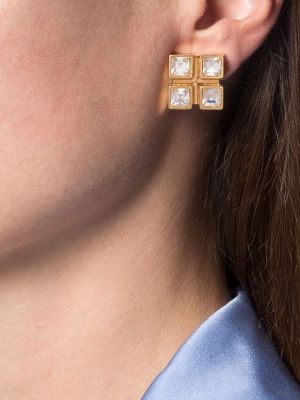 Boucles d'oreilles à imprimé à boucle en cristal Saint Laurent Pre-owned