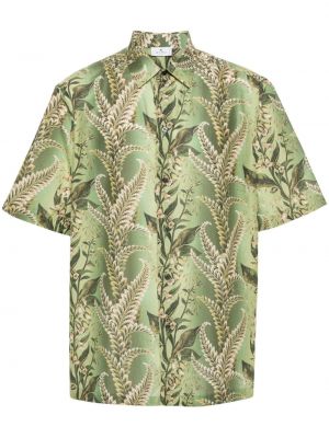 Φλοράλ βαμβακερό πουκάμισο με σχέδιο Etro πράσινο