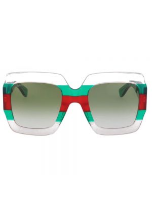 Okulary przeciwsłoneczne w paski Gucci zielone
