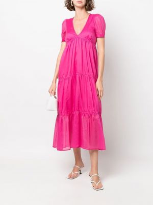 Sukienka koktajlowa z dekoltem w serek Blanca Vita różowa