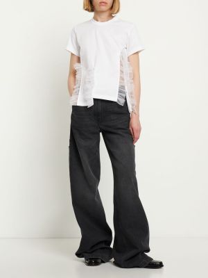 Koszulka bawełniana z dżerseju tiulowa Noir Kei Ninomiya biała