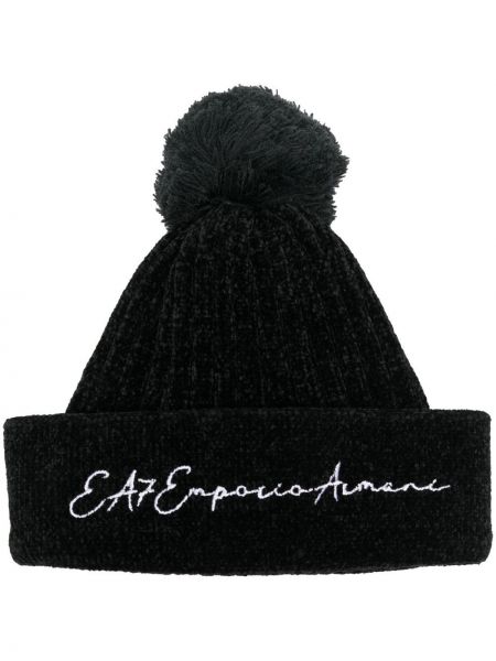 Brodert lue Ea7 Emporio Armani svart