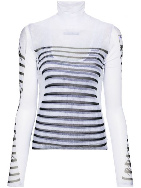 Mesh stribet t-shirt Jean Paul Gaultier hvid