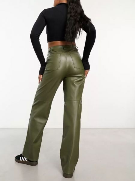 Кожаные брюки из искусственной кожи Pimkie хаки